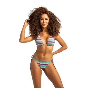 biquinis atacado cortininha com estampa multicolorida e calcinha de amarrar na lateral